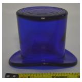 Vtg Cobalt Blue Glass Hat Toothpick Holder 3.25w