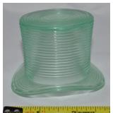 Vtg Kemple/McKee Aqua Glass Ribbed Top Hat