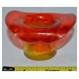 MCM Kanawha Amberina Art Glass Top Hat Tooth