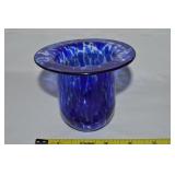 Vintage Blown Studio Art Glass Cobalt Spatter