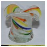 MCM Murano-style Multicolor Art Glass Top Hat