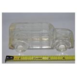Vintage Glass Woody Wagon Candy Container