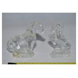 (2) Vintage LE Smith Clear Glass Horse Figures