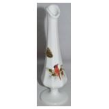 Vtg Fenton Handpainted Cardinal Milk Glass Swung