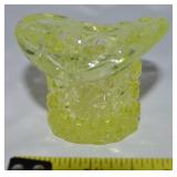 Vtg Uranium Glass Daisy & Button Top Hat Toothpick