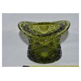 Vtg LE Smith Olive Green Daisy & Button Top Hat