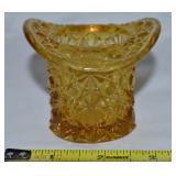 Vtg LG Wright Amber Glass Daisy & Button Top Hat