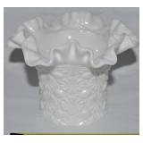 Vtg Fenton Milk Glass Daisy & Button Ruffled Rim