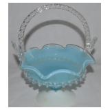 Vtg Italian-style Blown Blue, Clear & Opalescent