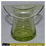 Vintage Green Blown Art Glass Top Hat Toothpick