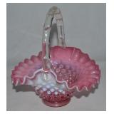 Vtg Fenton Cranberry Opalescent Hobnail Art Glass