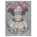 Vtg Fenton Carleton Co Art Glass Melon Vase Lrg 8"