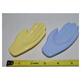 (2) Vtg Styson China Yellow/Blue Hand Small Trays