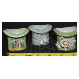 (3) Antique/Vtg Porcelain Painted Hat Toothpick