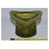 Vtg LE Smith Olive Green Daisy & Button Top Hat