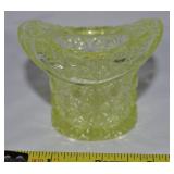 Vtg Fenton Uranium Glass Daisy & Button Top Hat