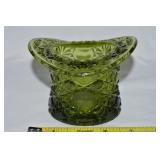 Vtg LE Smith Olive Green Daisy & Button Top Hat