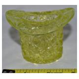 Vtg Fenton Uranium Glass Daisy & Button Top Hat