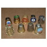 (9) Goldtone Metal Souvenir & Misc Thimbles