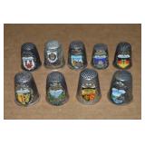 (9) German Made Metal Souvenir Thimbles