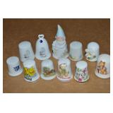 (10) Vintage Porcelain/Bisque Thimbles w/ Gnome