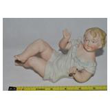 Vtg Porcelain Piano Baby Reclining Figure 7.25"