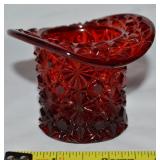 Vtg Fenton Amberina Glass Daisy & Button Top Hat