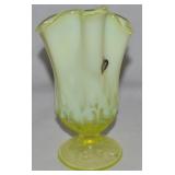 Vtg Fenton Vaseline Opalescent Art Glass Lily of