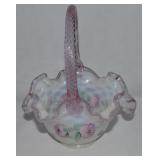 Vtg Fenton Handpainted Pink Crest Opalescent Art