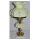 Vtg Fenton Handpainted Custard Glass Student Lamp