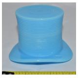 Vtg McKee Blue Opaque Ribbed Art Glass Top Hat