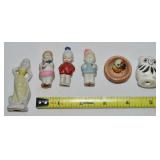Miniatures Lot w/ Bisque Dolls, Lady, Owl + Baby