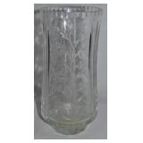 Vtg Etched Cut Lead Crystal Heavy Vase 9.25" tall