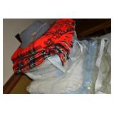 Linens Lot w/ Red Plaid Blankets +
