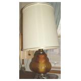 MCM Empoli Italian Amber Glass & Brass Table Lamp