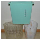 (3) Vintage Small Waste Baskets w/ Plastic &