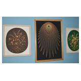 (3) Vtg Wall Art Pieces w/ String & Paper -largest