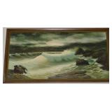 Vtg Larkin Framed Seascape Fine Art on Cardboard
