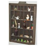 Antique Printers Drawer w/ Miniatures Ruby & Amber