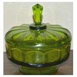 Vtg Viking Epic Green Pedestal Compote w/Lid