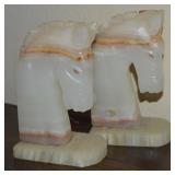 Vintage Carved Alabaster Horse Head Bookends