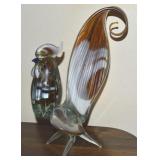 Vtg Murano Style Blown Art Glass Rooster Statue