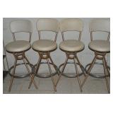 (4) Vintage Cosco Metal Padded Bar Stools 24"Floor