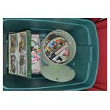 Lidded Tote with Linens: Sewing Items, Thread +