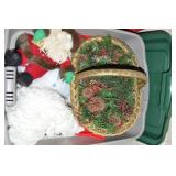 Lidded Tote with Linens: Christmas Decor w/