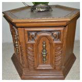 Vintage Faux Wood Hexagonal Doored Storage End
