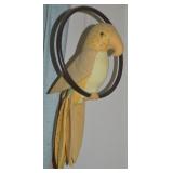 Vtg Quilted Fabric Tropical Bird Parrot on Perch