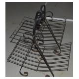 Vtg Black Wrought Iron Handled 2 Tier Rack