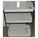 Vintage Cosco White 3 Tier Kitchen Wheeled Cart