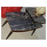 MCM Pink & Black Formica Top 2 Tier End Table